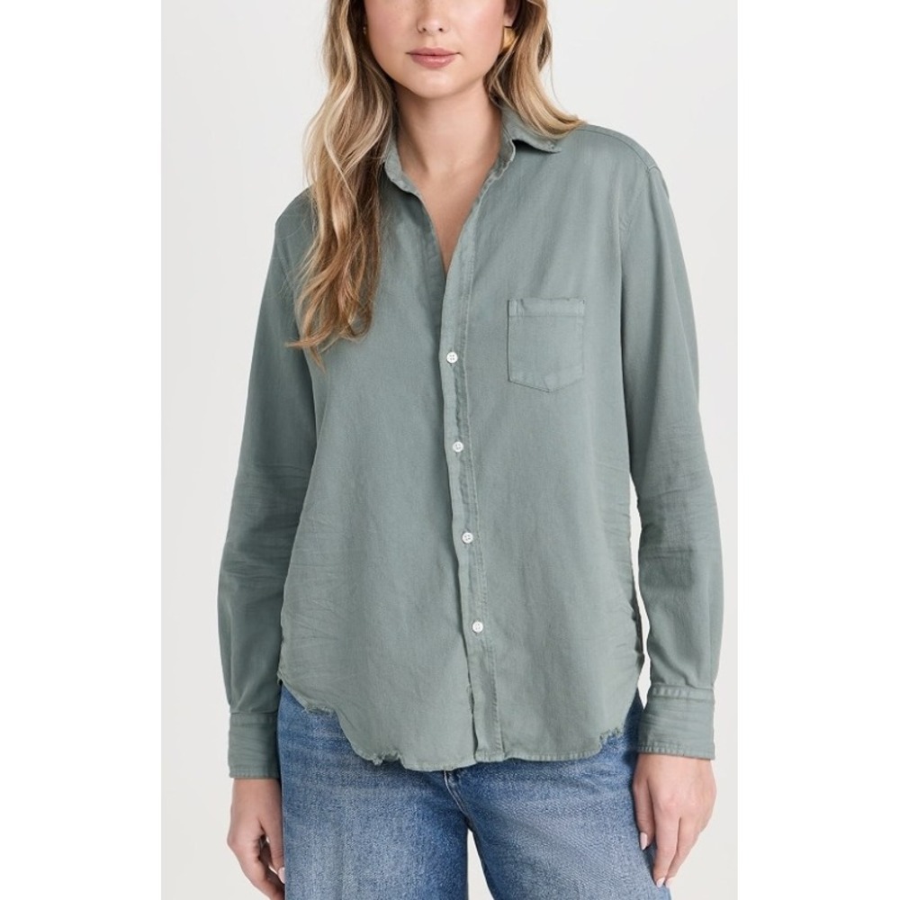 Frank & Eileen Eileen Sage Green 100% Linen Button Up Shirt Womens Large
